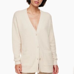 Aritzia Wilfred Blue Fuzzy Button-Up Cardigan XS Preppy Soft Hush Knit